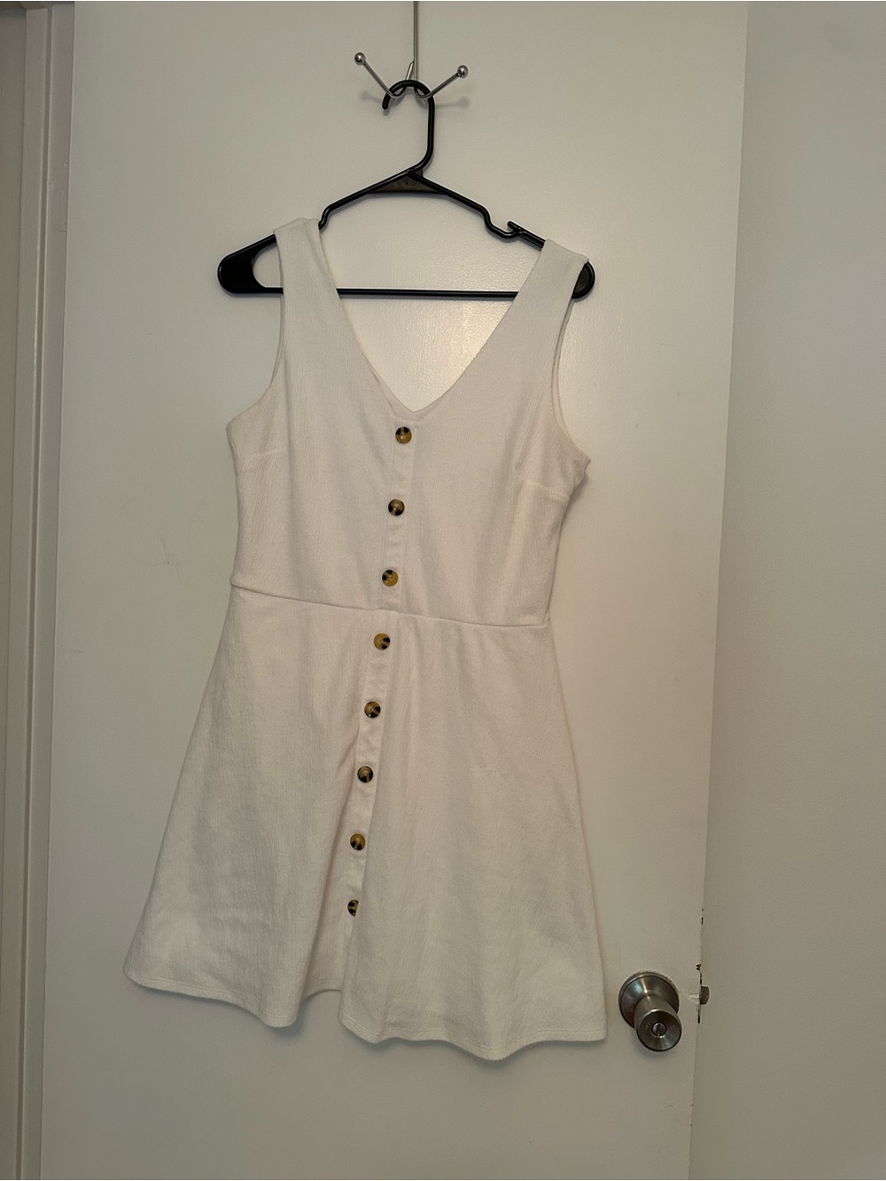 Iz Byer White Button-Front Midi Dress